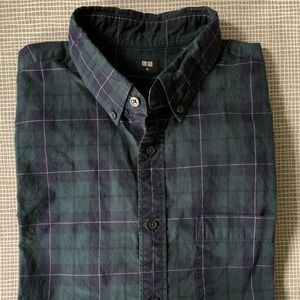 Uniqlo Navy/GreenPlaid Button-Down Shirt